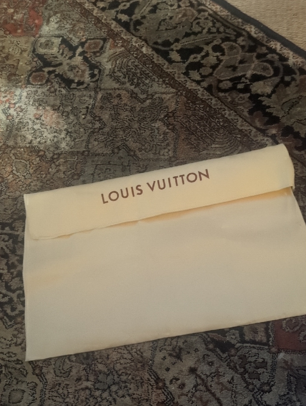 Louis Vuitton Cream Dust Pouch with Brown Logo